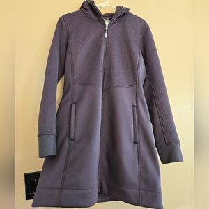 CALIA by Carrie Underwood Embossed Softshell Sherpa Hood Jacket Smoky Plum M